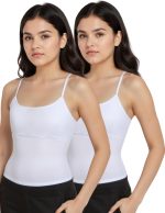 ديشيكا حمالة صدر بحمالات رفيعة مبطنة للنساء الشابات من اسنشيالز، فانلة داخلية بدون اكمام مع احزمة قابلة للتعديل، توب كات قطن / ملابس داخلية للنساء - نمط سادة