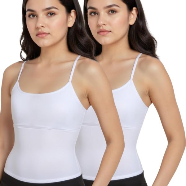 ديشيكا حمالة صدر بحمالات رفيعة مبطنة للنساء الشابات من اسنشيالز، فانلة داخلية بدون اكمام مع احزمة قابلة للتعديل، توب كات قطن / ملابس داخلية للنساء - نمط سادة