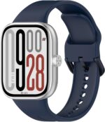 ⁦اساور رياضية بديلة ناعمة ومتينة متوافقة مع ساعة شاومي ريدمي ووتش 5 للنساء والرجال من قطعتين (اسود وازرق)⁩ - الصورة ⁦5⁩