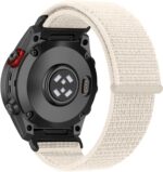 سوار نايلون سريع 22 ملم من ران بلو لساعة جارمين فينيكس 7/فينيكس 7 برو/فينيكس 6/فينيكس 6 برو/فينيكس 6 برو جي بي اس، اساور رياضية بديلة متوافقة مع جارمين ايبيكس 2/ابروتش S62، ابيض