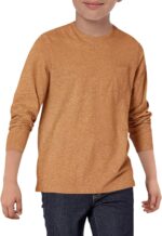 هالو مونينغ قمصان للاولاد باكمام طويلة ورقبة دائرية ضيقة كاجوال مع جيب على الصدر لعمر 5-14 سنة