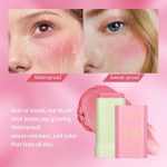 ⁦2-in-1 Blush Cream for Cheeks & Lip, Face Matte Contour Blush Makeup, Tinted Solid Stick with Long Lasting, Nude Makeup Multi-Use Color Stick Creamy Blush (Pink, 1) (Pink)⁩ - الصورة ⁦2⁩