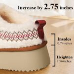 ⁦شبشب بكعب سميك للنساء من ناتراكي، شبشب بتصميم مضفر مع بطانة من الصوف المخملي، شبشب زغبي سهل الارتداء للنساء⁩ - الصورة ⁦2⁩