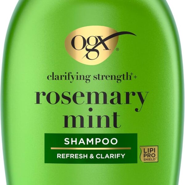 OGX شامبو كلاريفينج سترينث + روزماري بالنعناع، شامبو تنقية للشعر الدهني يساعد بشكل واضح على إزالة الزيوت والبقايا للتخلص من التراكم، خالي من الكبريتات، 13 اونصة سائلة