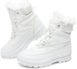 جزمة دافئة مبطنة بالفرو لمنتصف الساق للنساء، احذية مقاومة للماء للشتاء والثلوج، احذية قتالية برباط غير قابلة للانزلاق