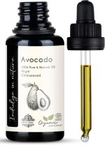 اروما تييرا زيت افوكادو نقي 100% وعضوي ومعصور على البارد وغير مكرر وبكر - لنمو الشعر والوجه والبشرة الجافة والجسم والهالات السوداء - 30 مل