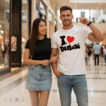 ⁦تي شيرت اي لوف دبي للرجال/النساء برقبة دائرية [ مقاس L] كم قصير (للجنسين)، تصميم مطبوع من القطن المطبع، تذكار دبي 100% قطن (ابيض)⁩ - الصورة ⁦9⁩