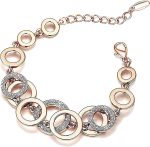 ⁦اساور من تصميمات المجوهرات الصناعية مطلية بالذهب والكريستال الذهبي والوردي والفضي متعددة الالوان من يوبيلا للنساء والبنات (تصميمان)⁩ - الصورة ⁦3⁩