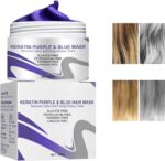 قناع ارجواني اشقر لمعالجة الشعر بالكيراتين، قناع شعر فضي مغذي للشعر الاشقر والاشقر، قناع ارجواني مع تاثير صبغة مضادة للاصفرار، يحيد اللون الاصفر، 100 مل