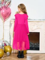 ⁦هالو مونينغ فساتين توتو للبنات الصغيرات من التول اللطيف بتصميم خريفي مكشكش واكمام طويلة وحافة مرتفعة ومنخفضة، فستان 5-14 سنة⁩ - الصورة ⁦6⁩