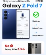 ⁦جراب حماية من فيهيبي لهاتف سامسونج جالاكسي Z فولد 7 مع حامل، متوافق مع ماج سيف، حماية كاملة للعدسة والمفصلات، واقي شاشة امامي، جراب هاتف متين من الدرجة العسكرية لجالاكسي Z فولد 7، اسود⁩ - الصورة ⁦2⁩