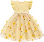 سينهون فستان تول للبنات الصغيرات، فستان صيفي مكشكش بدون اكمام للفتيات الصغيرات، فساتين كاجوال عصرية للبنات بعمر 1-6 سنوات