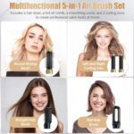 فرشاة تجفيف الشعر 5 في 1 من تريس تاتش خالية من التجعد مع رؤوس قابلة للتبديل، لا تسبب تلف الحرارة، اداة تصفيف الشعر عالية السرعة لتجفيف تجعيد الشعر، اسود