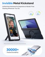 ⁦جراب حماية من فيهيبي لهاتف سامسونج جالاكسي Z فولد 7 مع حامل، متوافق مع ماج سيف، حماية كاملة للعدسة والمفصلات، واقي شاشة امامي، جراب هاتف متين من الدرجة العسكرية لجالاكسي Z فولد 7، اسود⁩ - الصورة ⁦4⁩