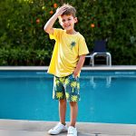 ⁦طقم تي شيرت وشورت للاولاد من زولينوفا، ملابس اطفال اولاد، ملابس صيفية للاولاد الصغار، ملابس صيفية بطبعة نخيل من قطعتين لعمر 4-7 سنوات⁩ - الصورة ⁦6⁩