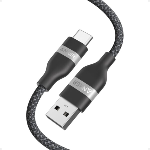 انكر كيبل USB الى USB C من كار بلاي لايفون 17/16، سلك شاحن سيارة مضفر USB A الى USB C لموبايل سامسونج نوت 20 والمزيد (USB 2.0، 3 قدم)