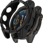 ديسكول غطاء حماية متوافق مع ساعة جارمين فينيكس 8 51 ملم الذكية لينة مضادة للسقوط من البولي يوريثين الحراري، ملحقات الساعة الذكية (اسود)