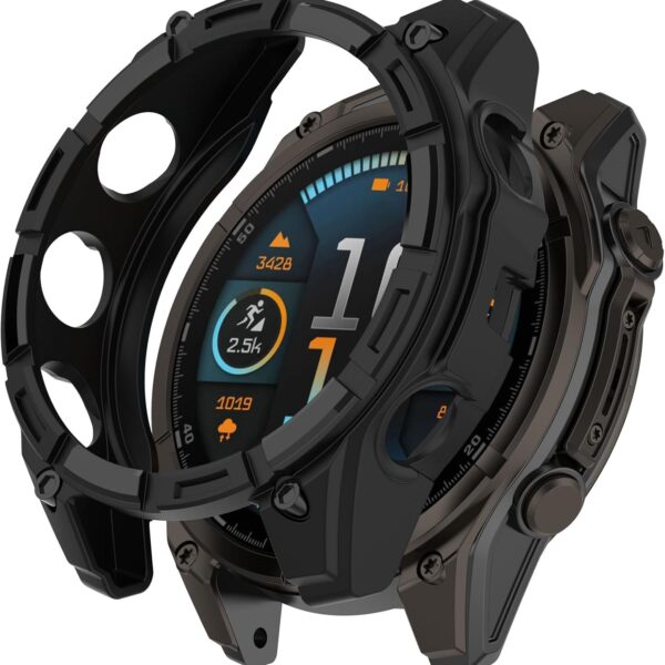 ديسكول غطاء حماية متوافق مع ساعة جارمين فينيكس 8 51 ملم الذكية لينة مضادة للسقوط من البولي يوريثين الحراري، ملحقات الساعة الذكية (اسود)