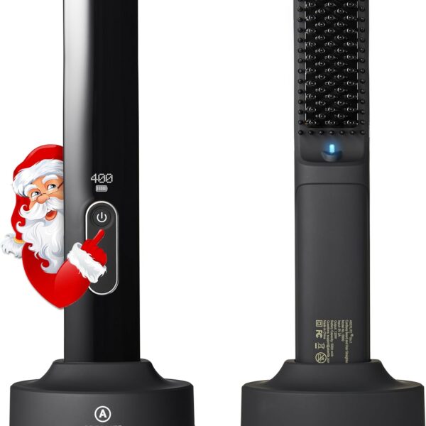 ابرليتي مكواة فرد الشعر اللاسلكية من جو 2 للحية والشعر، مشط اسنان بدون الم لترطيب ايوني متطور، مكواة فرد الشعر اللاسلكية، مشط فرشاة تسخين