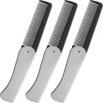 امشاط جيب قابلة للطي من الستانلس ستيل للرجال من بوكيلا، امشاط للشارب والخبز، مشط للشعر واللحية مع غطاء، مثالي لتصفيف الشعر وفك تشابك الشعر (3 قطع)