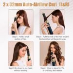 ⁦فرشاة تجفيف الشعر 5 في 1 من تريس تاتش خالية من التجعد مع رؤوس قابلة للتبديل، لا تسبب تلف الحرارة، اداة تصفيف الشعر عالية السرعة لتجفيف تجعيد الشعر، اسود⁩ - الصورة ⁦4⁩