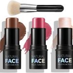 قلم بلش كريمي مع فرشاة من ميبزول، مجموعة مكياج كونتور وهايلايتر للنساء، قلم تحديد غير دهني ومقاوم للماء، لمسة نهائية ندية خفيفة الوزن، بلش يدوم طويلا للخدود والعينين والشفاه