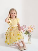 ⁦سينهون فستان تول للبنات الصغيرات، فستان صيفي مكشكش بدون اكمام للفتيات الصغيرات، فساتين كاجوال عصرية للبنات بعمر 1-6 سنوات⁩ - الصورة ⁦6⁩