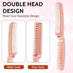 ⁦مشط عريض مزدوج الراس باسنان دقيقة، فرش شعر قابلة للطي من قش القمح للنساء، امشاط جيب محمولة مضادة للكهرباء الساكنة، 4 قطع⁩ - الصورة ⁦4⁩