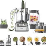 محضر طعام بقدرة 1000 واط من كينوود مع خلاط زجاج ومطحنة وخفاقة معدنية مزدوجة وعصارة وماكينة صنع عجين وعصارة حمضيات وصانع سلطة سريع وميزان مطبخ، Fdm71.980Ss، فضي