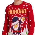 بلوفر محبوك مبتكر مطبوع عليه عبارة Merry Christmas Reindeer HOHOHO Dabing Santa Jumpers برقبة دائرية واكمام طويلة للكريسماس للاطفال من الجنسين من سن 5-13 سنة