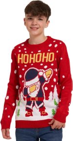 بلوفر محبوك مبتكر مطبوع عليه عبارة Merry Christmas Reindeer HOHOHO Dabing Santa Jumpers برقبة دائرية واكمام طويلة للكريسماس للاطفال من الجنسين من سن 5-13 سنة