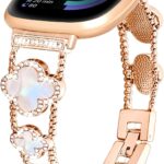 اساور بلينج من ازوني متوافقة مع ساعة فيتبيت فيرسا 3/4/سينس اند سينس 2 الذكية، سوار ساعة من الستانلس ستيل بتصميم فراشة مرصع باحجار الراين، سوار معدني لطيف للنساء