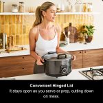 ⁦مورفي ريتشارد قدر طهي بطيء سعة 6.5 لتر مع غطاء مفصلي قابل للفصل، وعاء الومنيوم مقاوم للكسر، 3 اعدادات للحرارة، مقاوم للموقد، سهل التنظيف، 163 واط، اسود، 461020⁩ - الصورة ⁦4⁩