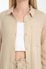 ⁦قميص للنساء من قطن الموسلين بازرار امامية واكمام طويلة، كاجوال بمقاس كبير⁩ - الصورة ⁦5⁩