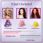 ⁦اساني بكرات حرارية للشعر - 37 بكرة شعر ذاتية الامساك مع 18 مشبك ومشط تصفيف - بكرات شعر حرارية من الالومنيوم لتكثيف الشعر وتجعيد الشعر طوال اليوم - للشعر القصير والمتوسط والطويل (مقاس S)⁩ - الصورة ⁦2⁩