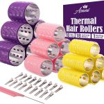 اساني بكرات حرارية للشعر - 37 بكرة شعر ذاتية الامساك مع 18 مشبك ومشط تصفيف - بكرات شعر حرارية من الالومنيوم لتكثيف الشعر وتجعيد الشعر طوال اليوم - للشعر القصير والمتوسط والطويل (مقاس S)