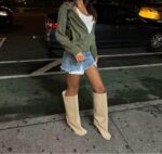 ⁦حذاء برقبة طويلة حتى الركبة للنساء من ونشونزي، مصنوع من الشمواه الصناعي، بمقدمة مربعة وبكعب عالي، حذاء برقبة طويلة حتى الفخذ مناسب للخريف، حذاء كاجوال عصري لطيف Y2K⁩ - الصورة ⁦2⁩