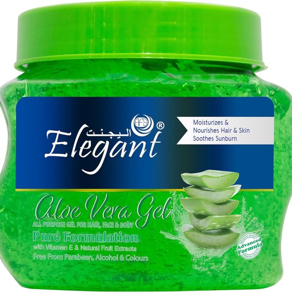 جل الصبار اليجانت للوجه والشعر والجسم - 500 مل - تركيبة نقية لجميع انواع البشرة، غني بفيتامين E، تركيبة نباتية، برطمان كبير 500 مل للاستخدام اليومي | خالٍ من البارابين والكحول