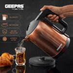 ⁦جيباس غلاية كهربائية من الستانلس ستيل بسعة 1.8 لتر - GK38053 | دوران 360 درجة، حماية من الغليان الجاف والقطع التلقائي، مثالية لغلي الماء والحليب والشاي | 1500 واط، لون نحاسي، كفالة لمدة عامين⁩ - الصورة ⁦4⁩