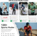 ⁦سوار معصم ذكي للصحة واللياقة البدنية في جميع الاحوال الجوية 24/7 مع اكثر من 120 عداد رياضي للسعرات الحرارية ومراقبة معدل ضربات القلب وتتبع النوم على مدار 24 ساعة وتطبيق مقاوم للماء 1 ايه تي ام (اسود)⁩ - الصورة ⁦3⁩