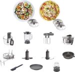 ⁦محضر طعام بقدرة 1000 واط من كينوود مع خلاط زجاج ومطحنة وخفاقة معدنية مزدوجة وعصارة وماكينة صنع عجين وعصارة حمضيات وصانع سلطة سريع وميزان مطبخ، Fdm71.980Ss، فضي⁩ - الصورة ⁦5⁩