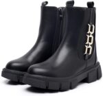 ⁦حذاء بيتي عصري بسحاب جانبي للبنات الصغيرات والكبيرات (للاطفال الصغار/الاطفال الكبار)، اسود، مقاس 4 للاطفال الكبار⁩ - الصورة ⁦6⁩