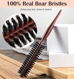 ⁦مجموعة فرش مستديرة من فيكسيميند - 2 فرشاة شعر صغيرة بشعيرات خنزير لتجفيف الشعر والتجعيد والتصفيف وفك التشابك، مع مقبض خشبي للسفر او استخدام صالونات التجميل⁩ - الصورة ⁦3⁩