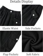 ⁦سيور بنطلون كارجو للبنات بخصر مرن مع جيوب متعددة من القطن، ملابس الشارع الشارع، ملابس كاجوال للعب المدرسي⁩ - الصورة ⁦4⁩