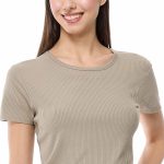 ⁦R&B Women's 325-0451WY004-4 Ribbed Top with Round Neck and Short Sleeves⁩ - الصورة ⁦4⁩