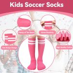 ⁦جوارب كرة القدم للاطفال في المدرسة الثانوية، جوارب رياضية سادة مخططة جيدة التهوية، جوارب رياضية للتدريب وكرة القدم للبنات والاولاد من سن 3-13 سنة⁩ - الصورة ⁦2⁩