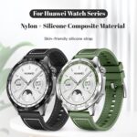 ⁦سوار ساعة بديل من نيسلين متوافق مع ساعة هواوي GT5/GT5 برو 46 ملم 2024/GT4/GT3/GT3 برو/GT2/GT2e/GT رانر/هواوي ووتش 4/4 برو ستاب/22 ملم، سوار بديل من مادة السيليكون والنايلون (اخضر)⁩ - الصورة ⁦2⁩