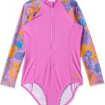 سبيدو مايوه سباحة قطعة واحدة باكمام طويلة للبنات (عبوة من قطعة واحدة)