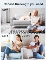 ⁦جي سوكس كيبل USB C الى USB C بطول 2 متر وقدرة 100 واط [قطعتين]، كيبل USB C للشحن السريع (c الى c) متوافق مع ايفون 16/بلس/برو ماكس/15، ماك بوك، ايباد ميني 6/برو، S23/S24 الترا، رمادي بيكسل⁩ - الصورة ⁦8⁩