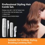 ⁦اليكدون مجموعة امشاط تصفيف الشعر، امشاط حلاقة احترافية للنساء والرجال، مشط تصفيف شعر مضاد للكهرباء الساكنة ومقاوم للحرارة، 4 قطع، مشط للشارب، مشط تصفيف عام (اسود)⁩ - الصورة ⁦5⁩